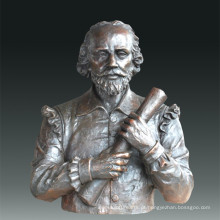 Grande Figura Estátua Dramatista Shakespeare Bronze Escultura Tpls-085